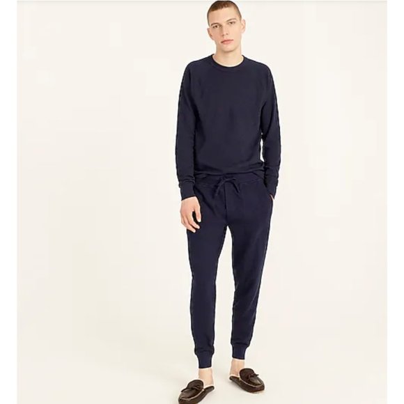 J Crew $128 Men's Navy Blue Double Knit Lounge Pants Size Medium BC281 - Picture 1 of 8